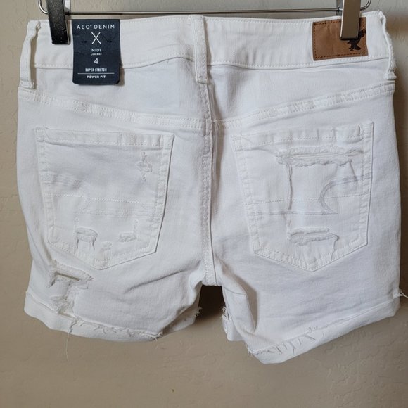 American Eagle Outfitters Midi Low Rise Super Stretch Denim Jean Shorts - Picture 7 of 16